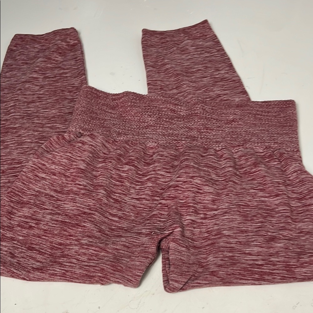 Fornia One Size Red Heathered Elastic Waist Pull On High Rise Skinny Leggings